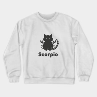 Scorpio Cat Zodiac Sign with Text (Black and White) Crewneck Sweatshirt